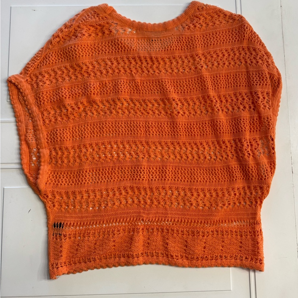 Westbound Orange Crochet Sleeveless Knit Sweater Boho Size Small - Picture 5 of 5
